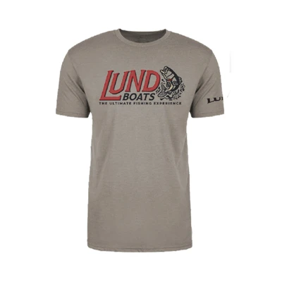 Stone Gray Lund Boats Fish Tee product image on white background