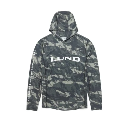 Camo Performance Hooded Long Sleeve Front Image on white background