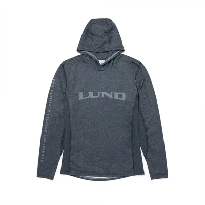 Charcoal Performance Hooded Long Sleeve Front Image on White background