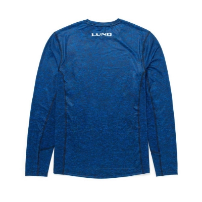 Navy Blue Performance Long Sleeve product image with white Lund logo on the front