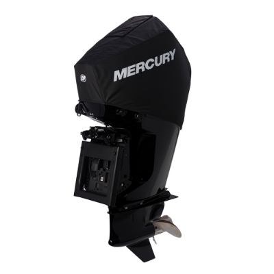 Black Mercury Breathable Engine Cover - 175-225hp, 3.4L V6 2018-2024 Front product Image on white background