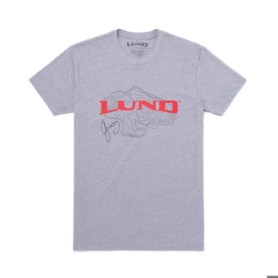 Grey Lund X Gussy Signature Tee Front Product Image with Lund logo on the front