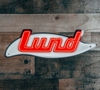 Lund Retro Metal Sign Product Image on white background