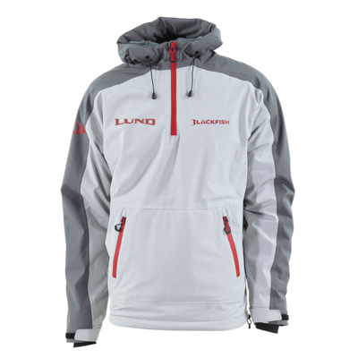 Gale Stormskin Pullover front product image with red Lund logo on the right chest and red Blackfish logo on the right chest