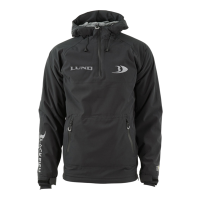 Black Gale Stormskin Pullover front product image with Lund logo on the right chest and Blackfish logo on the left chest