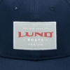 Lund Logo embroidered on the front of Navy Patch Cap 