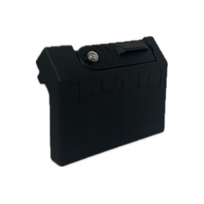 Front image of the black Lund Nylon Sportrak Angled Bracket Cam Lock