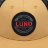 Image of the round patch with the words "The Ultimate Fishing Experience Since 1948" and "Lund" in red and black on the front of The Ultimate Experience Trucker Hat