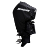 side view Image of the Black Mercury Tow-n-Stow Engine Cover - 175-225hp, 3.4L V6 2018-2024 with white Mercury logo