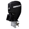 Image of the Black Mercury Tow-n-Stow Engine Cover - Verado 6cyl 225-400 HP with white Mercury logo 3/4 view