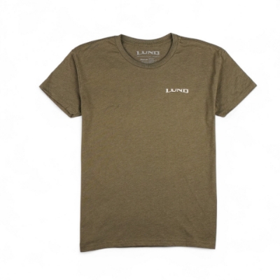Image of the Women's Sage Fishing Tee with the Lund logo on the left chest