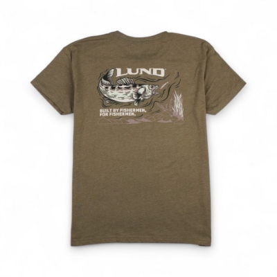 Image of the Women's Sage Fishing Tee with the Lund logo on the left chest