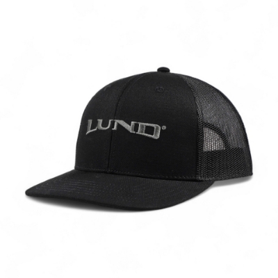 Left side view image of the Lund Trucker Cap with the Lund logo embroidered on the front