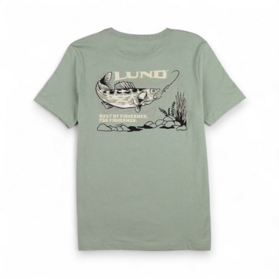 Image of the Women's Sage Fishing Tee with the Lund logo on the left chest