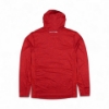 Image of the Red Hooded Performance Shirt featuring the "LUND" logo on the back of the hood