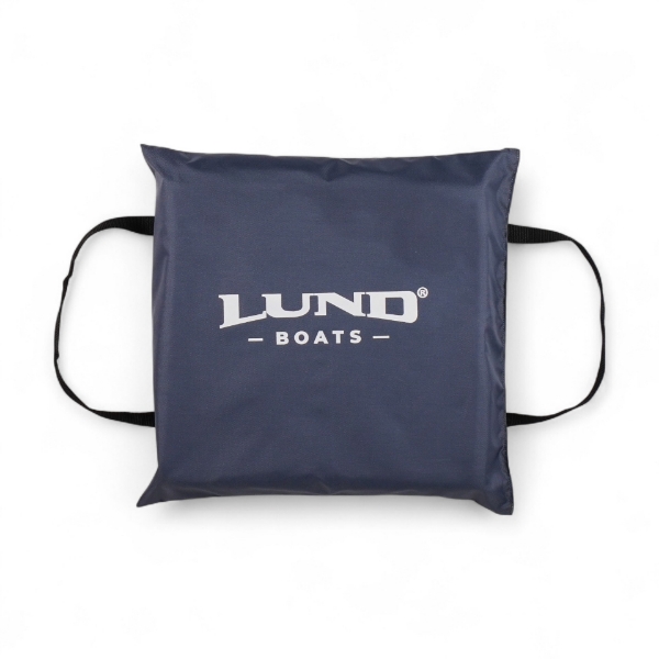 Image of the Lund Charcoal Throw Cushion with the white Lund logo on the front