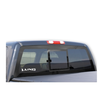 8" White Vinyl Logo Decal on a truck