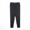 Back of Women’s black high-waist 7/8 leggings with matte finish, seamless sides, and Lund logo