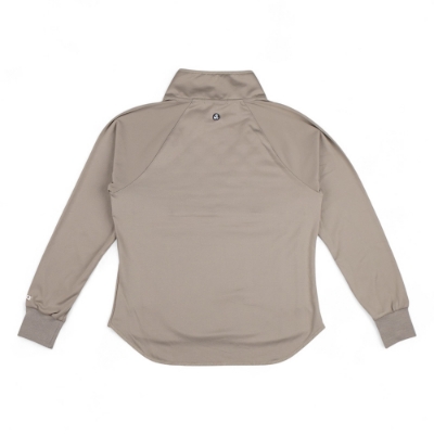Women’s Shorecast Sweatshirt in olive green with diamond quilted front, snap collar, and side-slit pockets