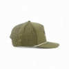 Right side view of the olive green Lund Channel Hat with mesh back panels and a curved bill