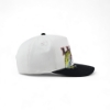 Left side view of the Lund Big Catch Hat with the fish graphic partially visible on the front and a black curved bill.