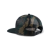 Angled back-left view of the Lund camo hat showing camo mesh panels and the adjustable snap closure.