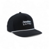Angled front-right view of the black Lund Drift Hat with mesh back panels and an embroidered Lund boat logo.