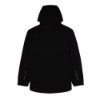 A black Dri duck anorak jacket with a hood and Lund embroidered in red on the left chest.