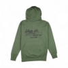 Green hoodie with ‘Hop in. Head out.’ Lund graphic across the upper back.