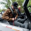 Man wearing Lund Drift Hat in boat