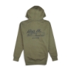 Green hoodie with ‘Hop in. Head out.’ Lund graphic across the upper back.