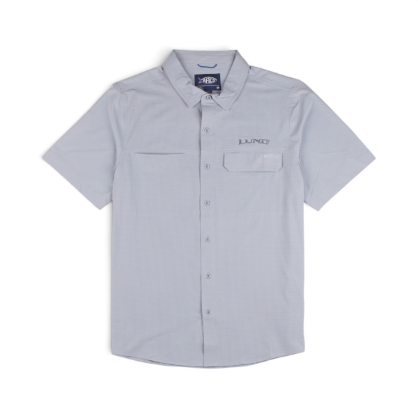 Guide Series Button-Up shown from front with LUND logo on left chest