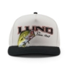 Front view of the Lund Big Catch Hat with a bold Lund logo, colorful jumping fish graphic, and dark bill.